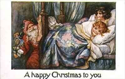 Children in Bed and Father Christmas by Romanticism