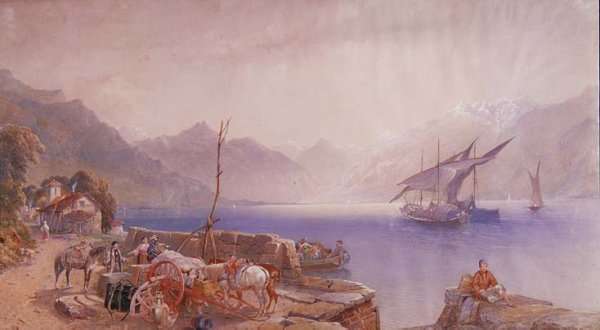On an Italian Lakeshore by Romanticism