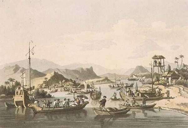 Cochin-Chinese Shipping on the River Taifo, plate 15 from 'A Voyage to Cochinchina' by Romanticism