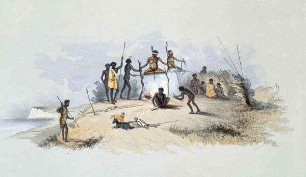 The Aboriginal Inhabitants Native Tombs and Means of Disposing of their Dead, from 'South Australia Illustrated' by Romanticism
