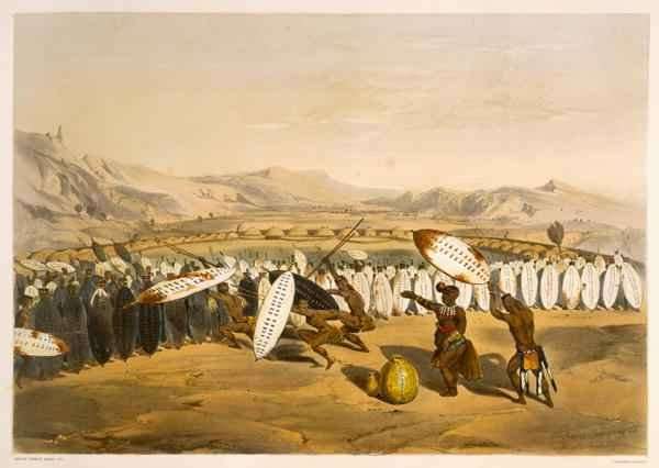 Umpanda Reviewing his Troops at Nonduengi, plate 12 from 'The Kafirs Illustrated' by Romanticism