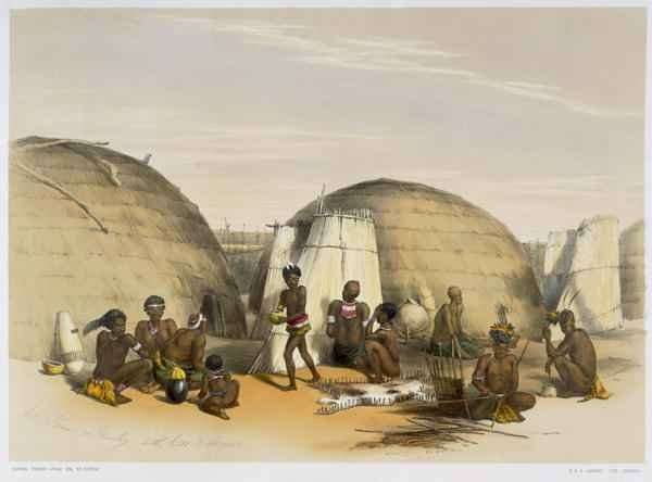 Zulu Kraal at Umlazi with Huts and Screens by Romanticism