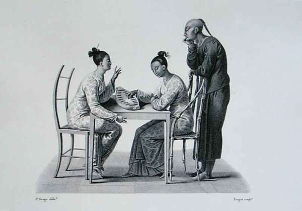 Chinese playing Tchonka in Coupang, Timor, from 'Voyage Autour du Monde sur les Corvettes de L'Uranie 1817-20' by Romanticism