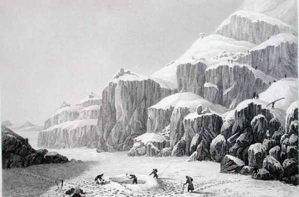 Preparing an Encampment on the Barren Grounds, Gathering Tripe de Roche by Romanticism