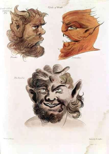 Heads of Evil Demons Theumis, Asmodeus and The Incubus by Romanticism