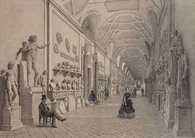 Vatican museums, Chiaramonti Gallery and the entrance of the Braccio Nuovo Gallery, Rome by Romanticism