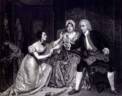 Mr Blanchard Mrs Davenport and Miss M Tree as Peachum Mrs Peachum and Polly in The Beggars Opera by Romanticism