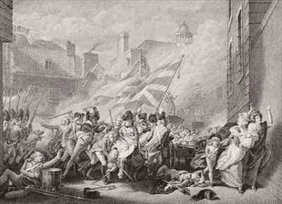 The death of Major Peirson at St Helier retaking Jersey from the French by Romanticism
