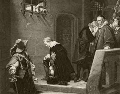 Thomas Wentworth 1st Earl of Strafford is blessed by Archbishop Laud on the way to his execution by Romanticism