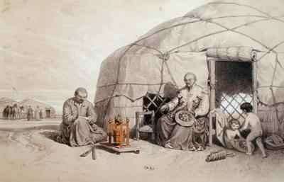 Kalmuks with a Prayer Wheel Siberia by Romanticism
