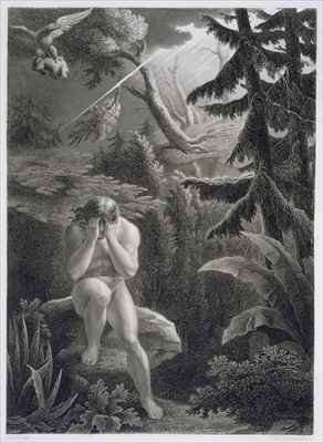 Adam lamenting his sinfulness by Romanticism
