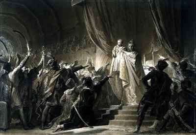 The Empress Maria Theresa 1717-80 presenting the future Joseph II to the Magnates of Hungary by Romanticism