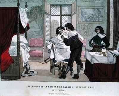 Interior of a Barbers Shop at the time of Louis XIII by Romanticism