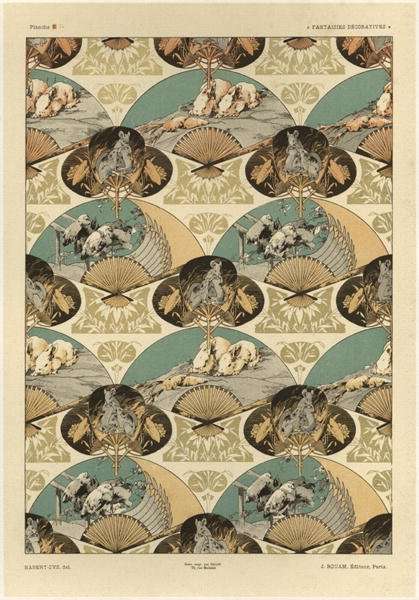 Fans plate 14 from Fantaisies decoratives by Romanticism