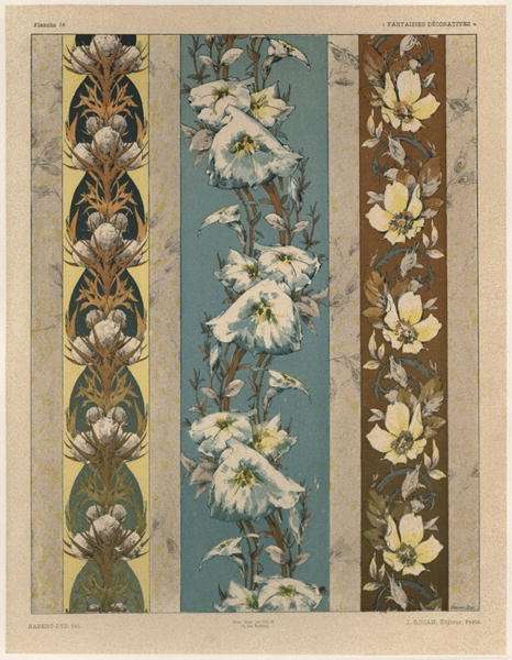 Flowers plate 18 illustration from Fantaisies decoratives by Romanticism