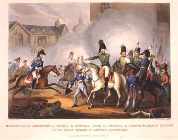 Meeting of the Emperors of Russian and Austria King of Prussia and Crown Prince of Sweden in the Great Square of Leipsic by Romanticism