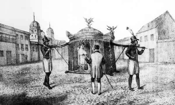 A Brazilian Sedan Chair and a Person Begging for the Church by Romanticism