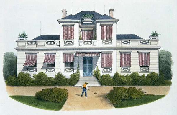 An Italian villa, illustration from Habitations Champetres published Paris, c.1895 by Romanticism