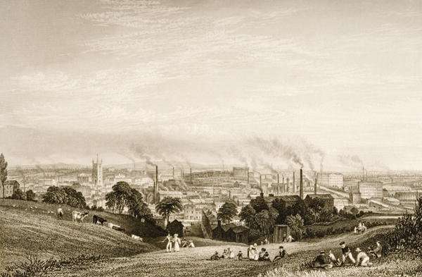 General View of Stockport, Lancashire showing cotton mills, published by J.C. Varrall fl.1815-27 1830s by Romanticism