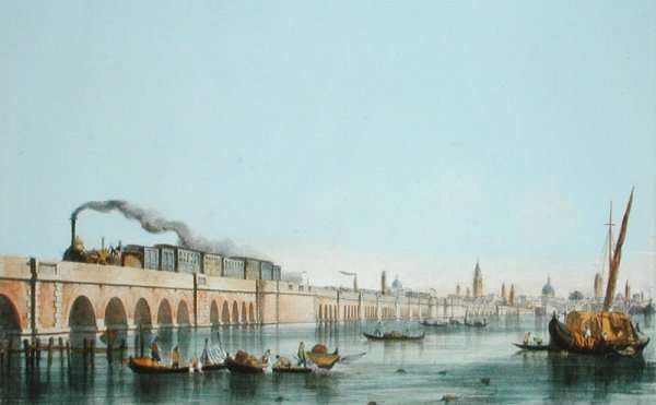 Bridge over the Lagoon, from Views of Principal monuments in Venice, published c.1850 by Romanticism