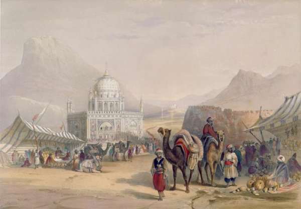 Temple of Ahmed Shauh, King of Afghanistan, Kandahar, plate 27 from Scenery, Inhabitants and Costumes of Afghanistan, engraved by Robert Carrick c.1829-1904 1848 by Romanticism