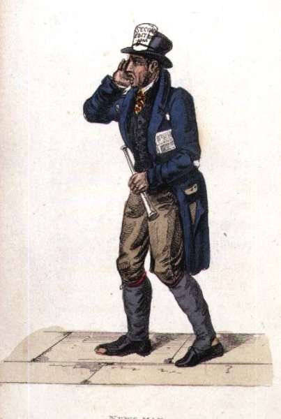 The News Man from Ackermanns World in Miniature by Romanticism