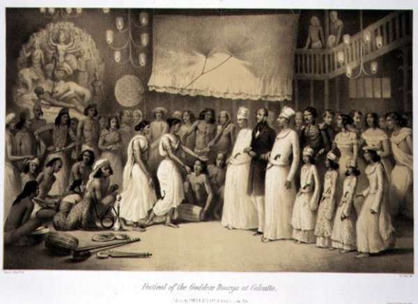 Festival of the Goddess Dourga at Calcutta, from Voyage in India, engraved by Louis Henri de Rudder 1807-81 pub. in London, 1858 by Romanticism