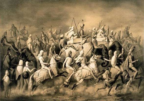 Maharaja Sher Sing of the Punjab and his entourage out hunting, engraved by Louis Henri de Rudder 1807-81 by Romanticism