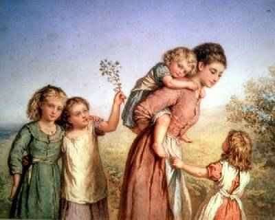 A Mother with her Children 1870 by Romanticism
