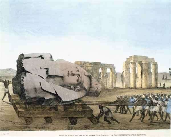Mode in wich the Young Memnon's head was removed, form Plates illustrative of the Researches in Egypt and Nubia by Romanticism