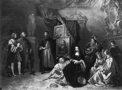 Leonardo da Vinci (1452-1519) painting the Gioconda by Romanticism
