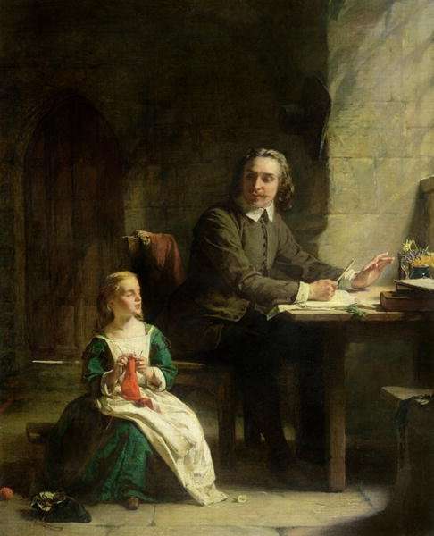 In Bedford Jail John Bunyan 1628-88 and his Blind Daughter by Romanticism