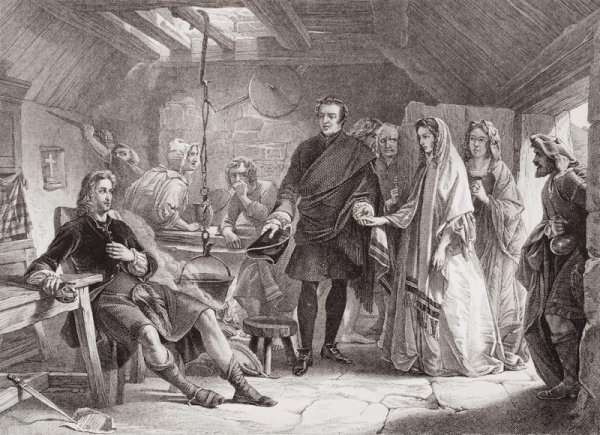 The first meeting of Prince Charles and Flora Macdonald on the island of South Uist by Romanticism