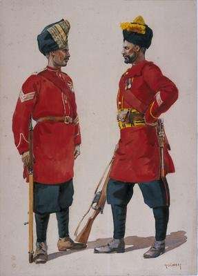 Soldiers of the 5th Light Infantry Musalman Rajput and the 6th Jat Light Infantry Jat Havildars by Romanticism