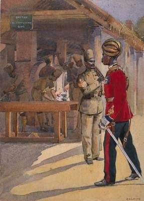 Soldiers of the 2nd Queens Own Sappers and Miners outside The Workshop Havildar Subedar by Romanticism
