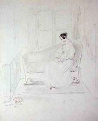 George Sand 1804-76 reading on a sofa beside a window 1833 by Romanticism