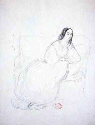George Sand 1804-1876 seated on a sofa 1833 by Romanticism