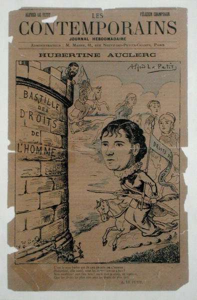Caricature of Hubertine Auclerc 1848-1914 from Les Contemporains magazine, 1890 by Romanticism