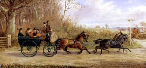 A Brake and Four going to a Meet, 1873 by Romanticism