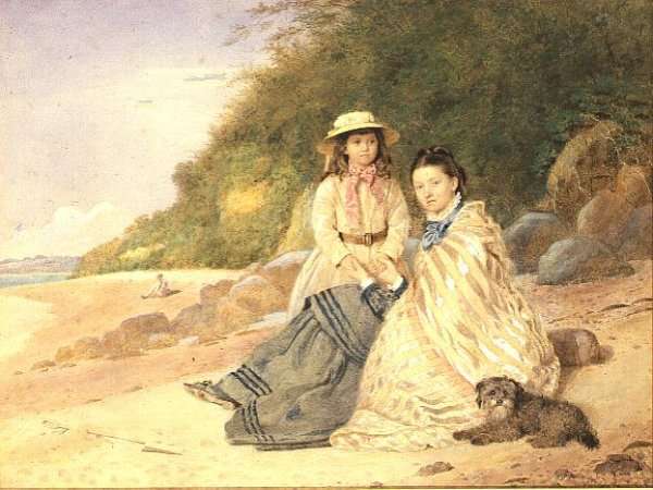Mother and Daughter with Dog by Romanticism