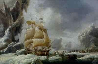 The Ship of Jules Dumont dUrville 1790-1845 Stuck in an Ice Floe in Antarctica by Romanticism