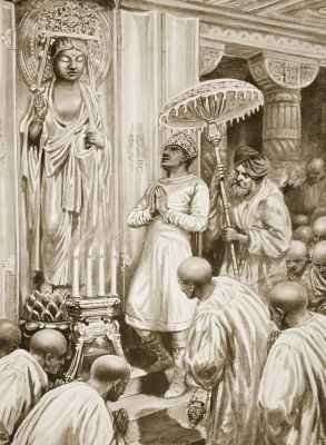 Kanishka inaugurates Mahyana Buddhism by Romanticism