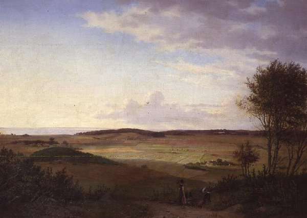 An Extensive Landscape with Children Gathering Wood by Romanticism