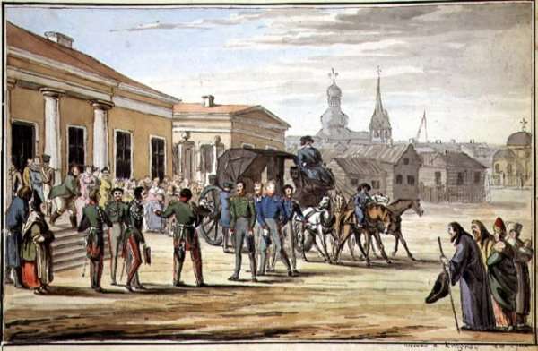 Russian Soldiers Arriving at Krasnoy, 1818 by Romanticism