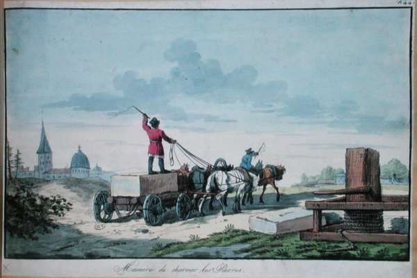 The transport of stone for use in building, 1st half of 19th c. by Romanticism