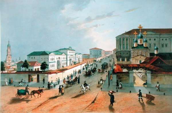 The Imperial Post Office in Moscow, engraved by A. Muller, 1840s by Romanticism