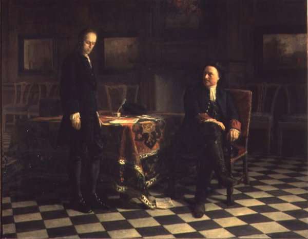 Peter I interrogating Tsetarevitch Aleksei Petrovich in Petershof, 1871 by Romanticism