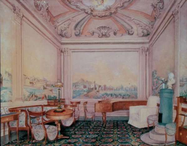 Interior of the reception room in a manor house, 1840-50s by Romanticism