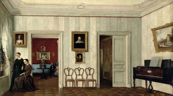 The small hall with the piano by Romanticism