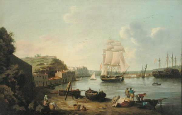 Ship under Sail in the Harbour at Port Mahon, Minorca by Romanticism